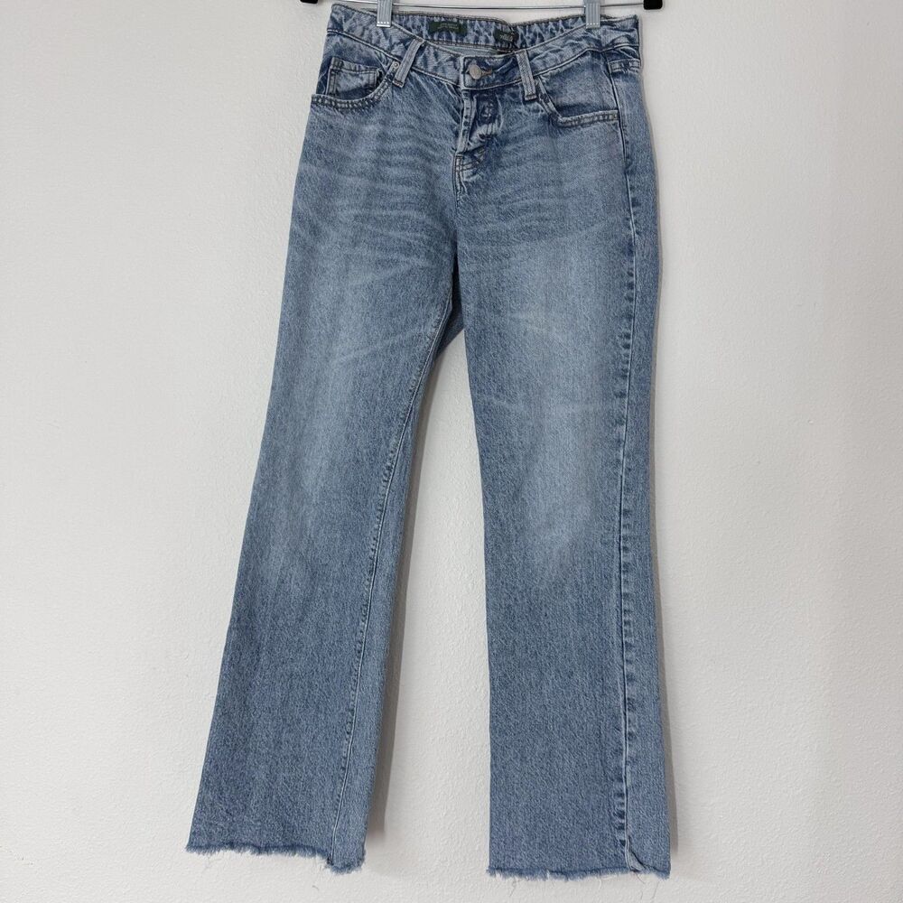 Wild Fable Womens Jeans Size 5 Easy Rigid Denim Blue Raw Hem Bootcut Medium Wash